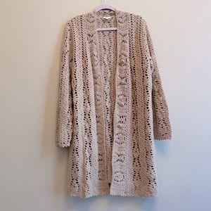 JJill light brown crocheted duster jacket. XL excellent condition
